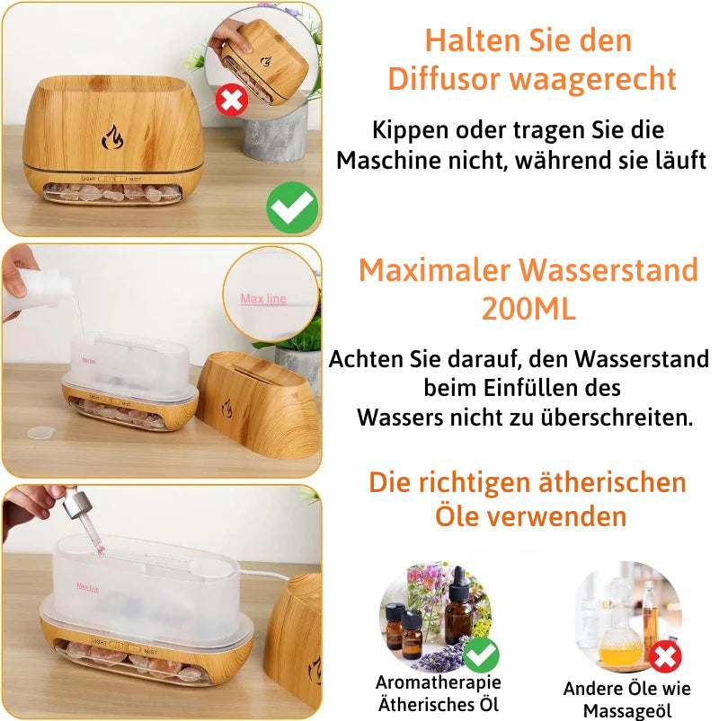 3-in-1-Duftdiffusor aus Himalaya-Salzstein