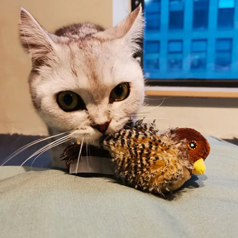 Catfri® BirdToy: Interaktives zwitscherndes Vogelspielzeug für Katzen